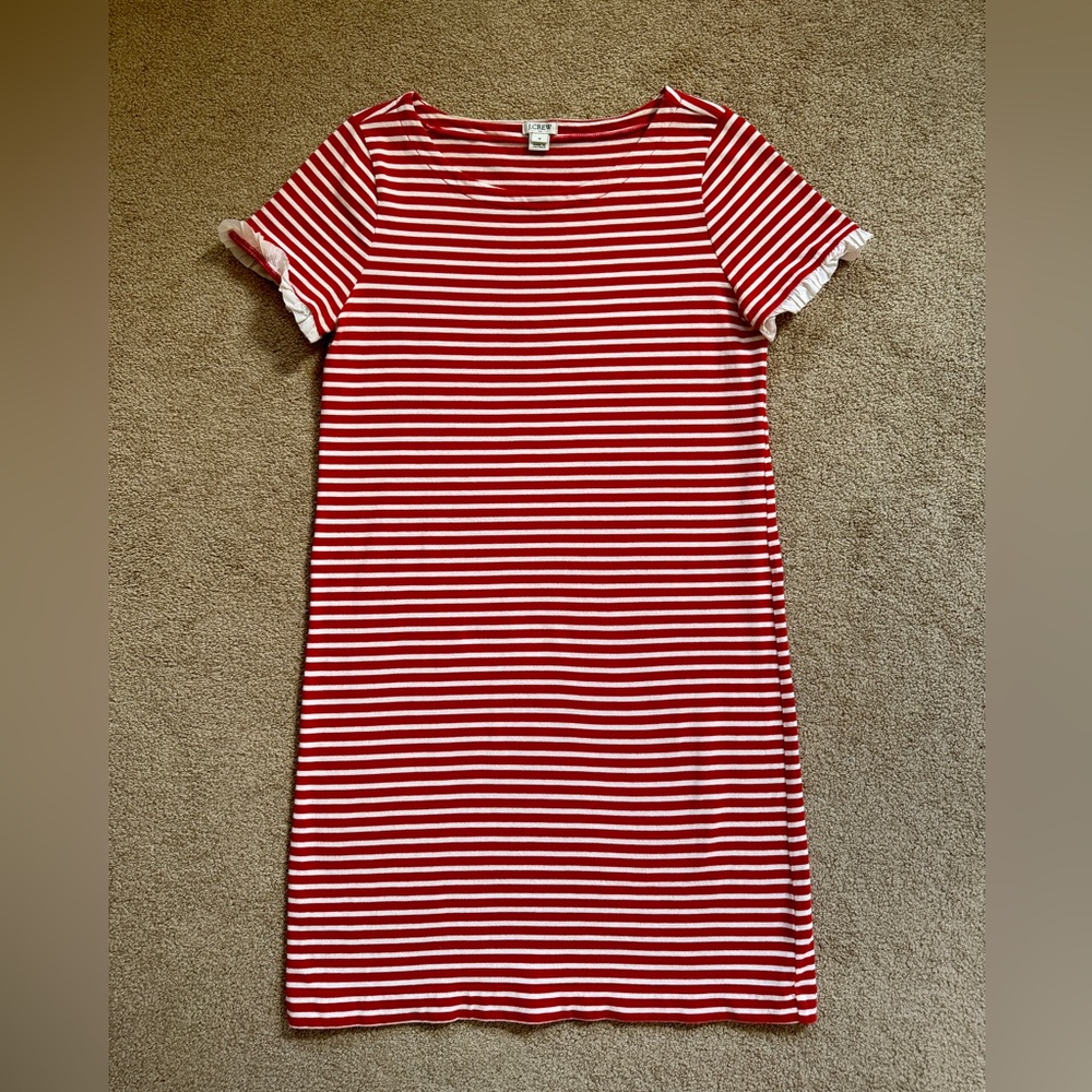 J. Crew Red and White Striped Dress